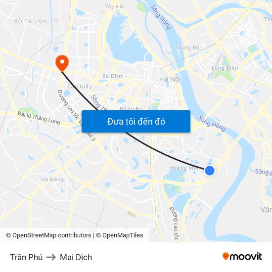 Trần Phú to Mai Dịch map