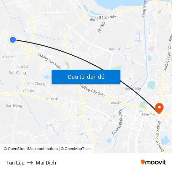 Tân Lập to Mai Dịch map