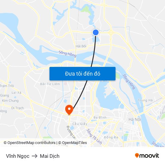 Vĩnh Ngọc to Mai Dịch map