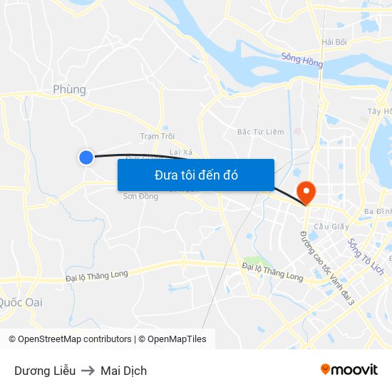 Dương Liễu to Mai Dịch map