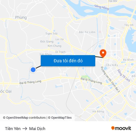 Tiền Yên to Mai Dịch map