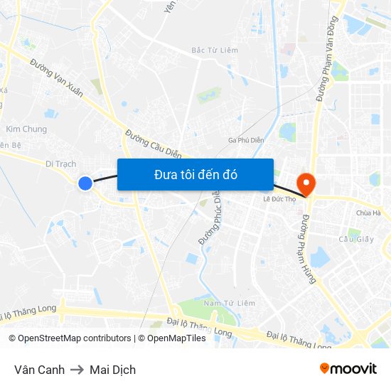 Vân Canh to Mai Dịch map