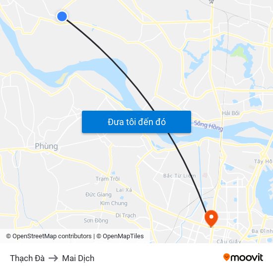 Thạch Đà to Mai Dịch map