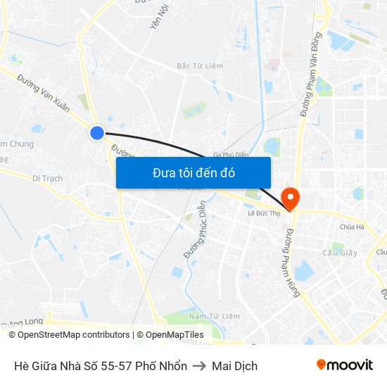 Hè Giữa Nhà Số 55-57 Phố Nhổn to Mai Dịch map