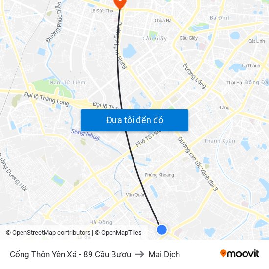 Cổng Thôn Yên Xá - 89 Cầu Bươu to Mai Dịch map