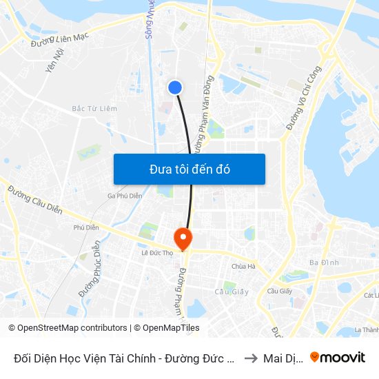 Đối Diện Học Viện Tài Chính - Đường Đức Thắng to Mai Dịch map