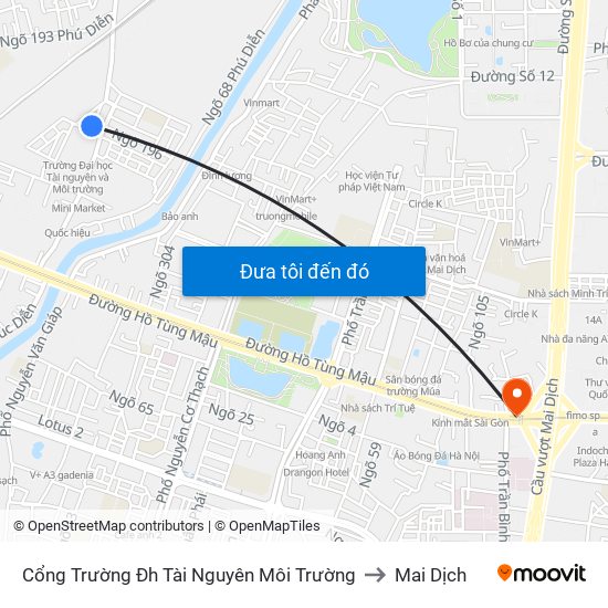 Cổng Trường Đh Tài Nguyên Môi Trường to Mai Dịch map