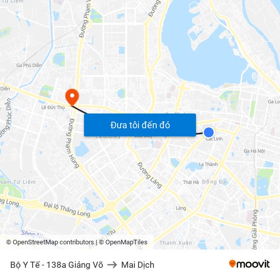 Bộ Y Tế - 138a Giảng Võ to Mai Dịch map