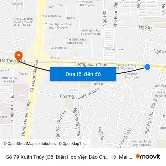 Số 79 Xuân Thủy (Đối Diện Học Viện Báo Chí Và Tuyên Truyền) to Mai Dịch map