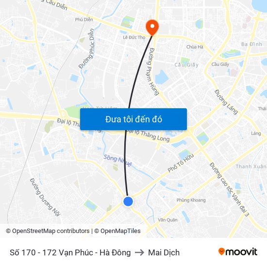 Số 170 - 172 Vạn Phúc - Hà Đông to Mai Dịch map