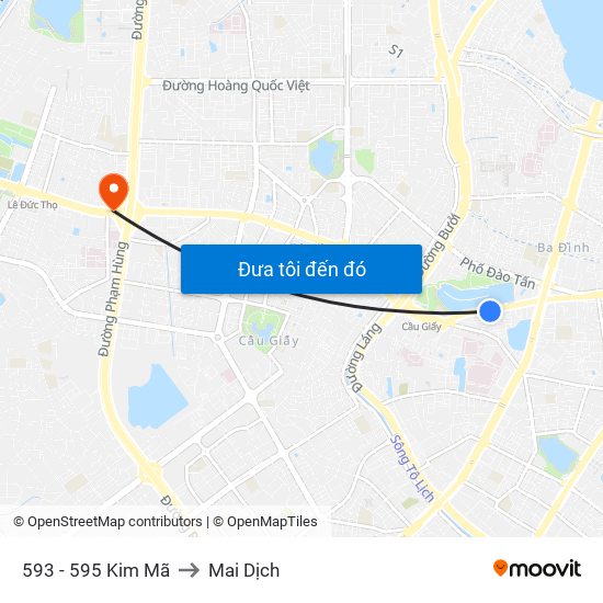593 - 595 Kim Mã to Mai Dịch map