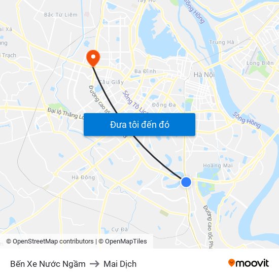 Bến Xe Nước Ngầm to Mai Dịch map