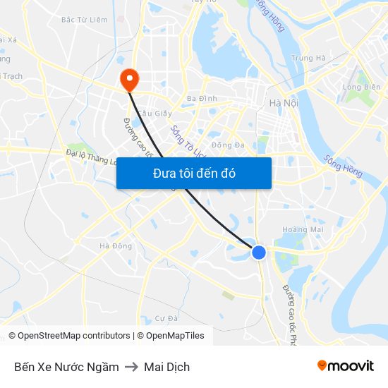 Bến Xe Nước Ngầm to Mai Dịch map