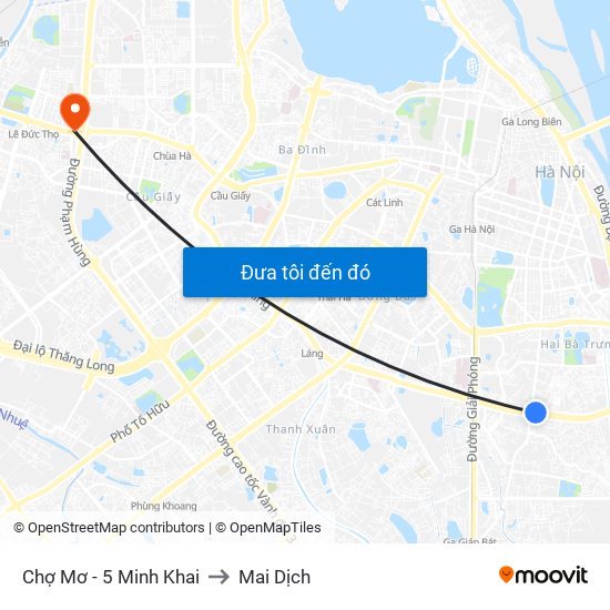 Chợ Mơ - 5 Minh Khai to Mai Dịch map