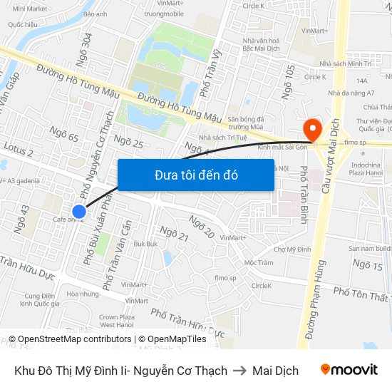 Khu Đô Thị Mỹ Đình Ii- Nguyễn Cơ Thạch to Mai Dịch map