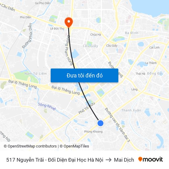 517 Nguyễn Trãi - Đối Diện Đại Học Hà Nội to Mai Dịch map