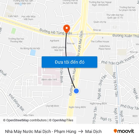 Nhà Máy Nước Mai Dịch - Phạm Hùng to Mai Dịch map