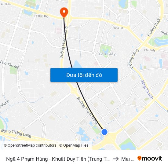 Ngã 4 Phạm Hùng - Khuất Duy Tiến (Trung Tâm Hội Nghị Quốc Gia) to Mai Dịch map