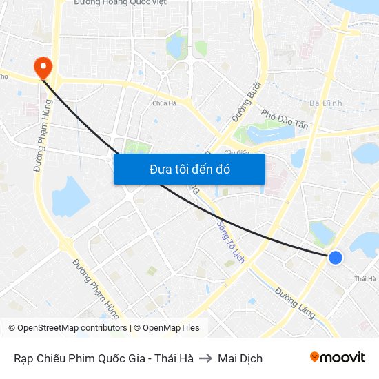 Rạp Chiếu Phim Quốc Gia - Thái Hà to Mai Dịch map