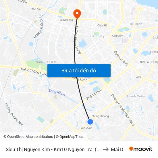 Siêu Thị Nguyễn Kim - Km10 Nguyễn Trãi (Hà Đông) to Mai Dịch map