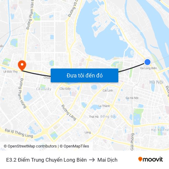 E3.2 Điểm Trung Chuyển Long Biên to Mai Dịch map