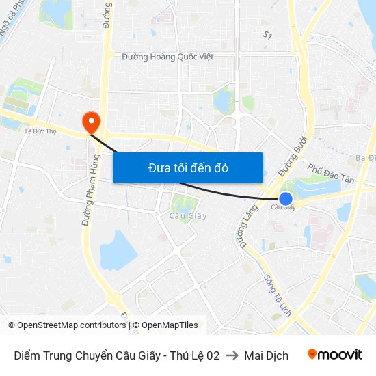 Điểm Trung Chuyển Cầu Giấy - Thủ Lệ 02 to Mai Dịch map