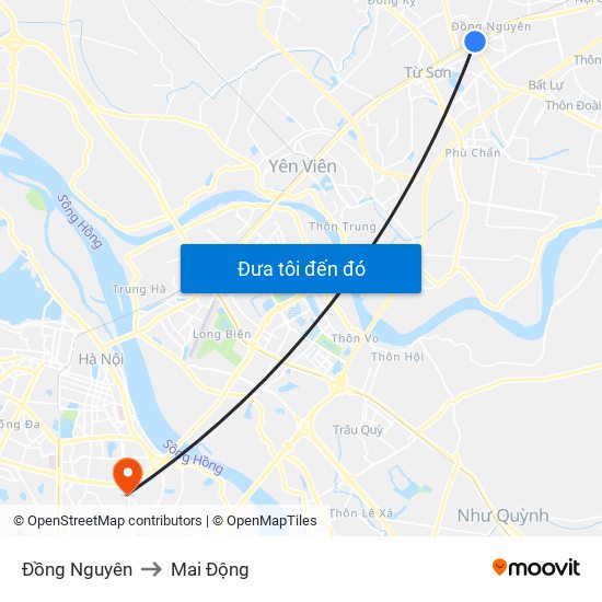 Đồng Nguyên to Mai Động map