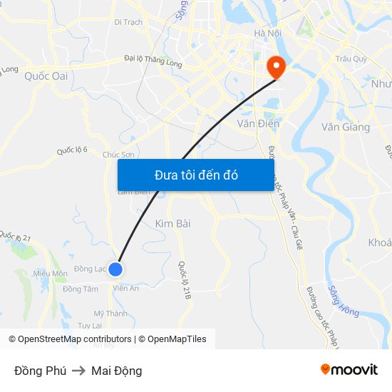 Đồng Phú to Mai Động map