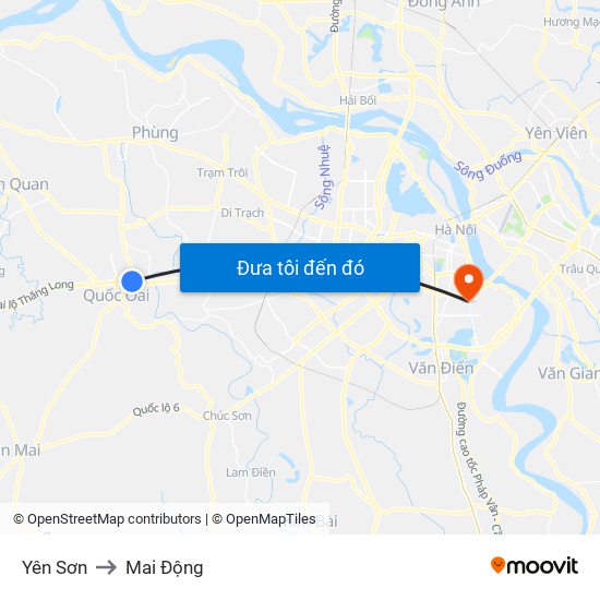 Yên Sơn to Mai Động map