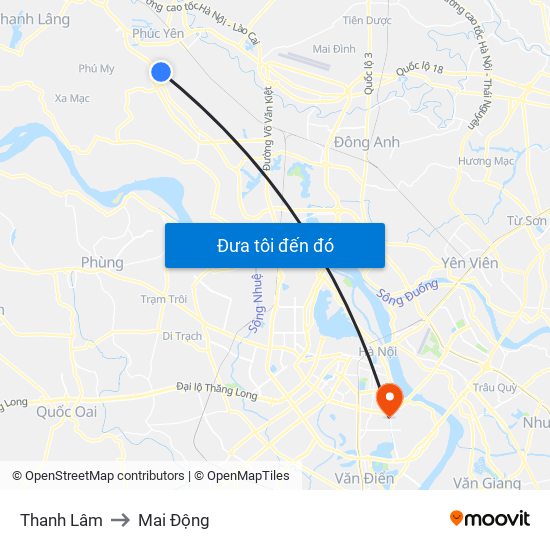 Thanh Lâm to Mai Động map