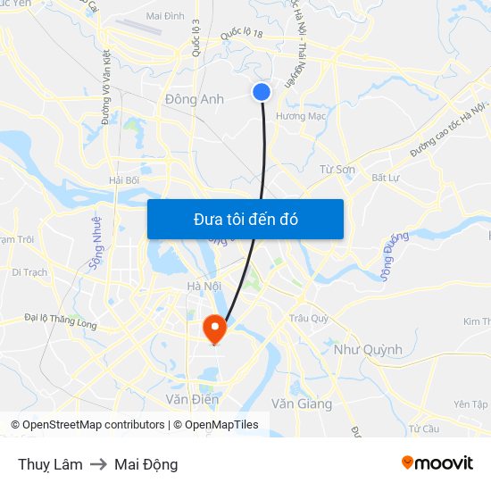 Thuỵ Lâm to Mai Động map