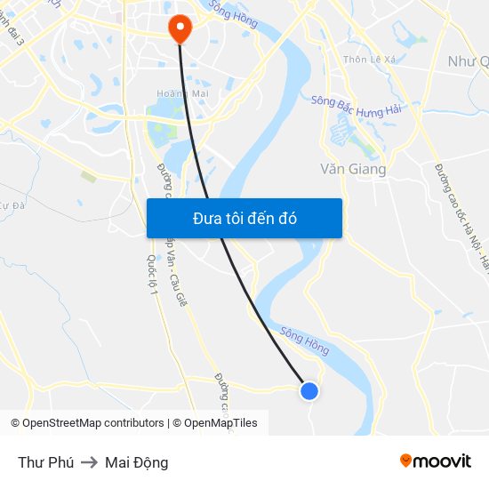 Thư Phú to Mai Động map