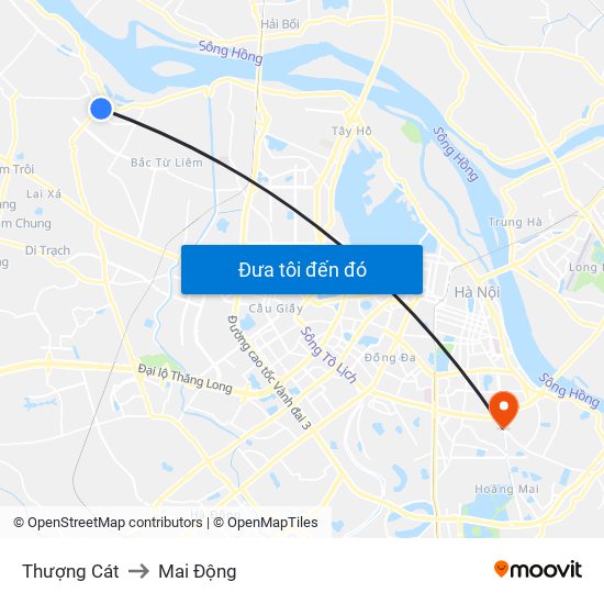 Thượng Cát to Mai Động map