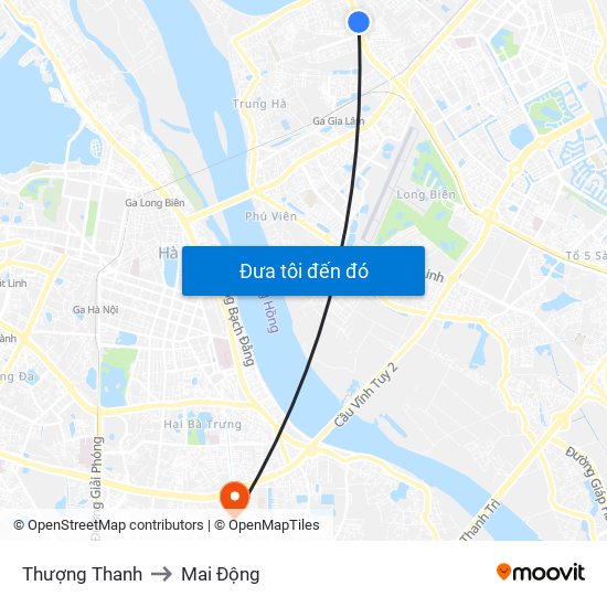 Thượng Thanh to Mai Động map