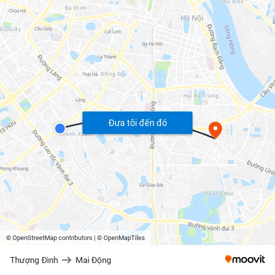 Thượng Đình to Mai Động map