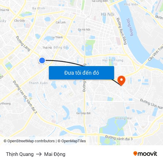 Thịnh Quang to Mai Động map