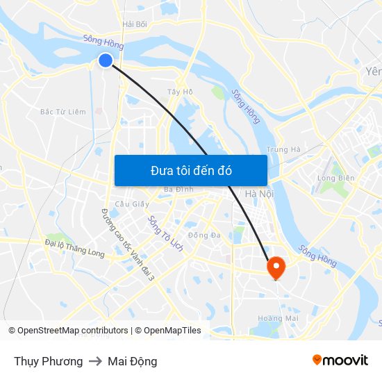 Thụy Phương to Mai Động map