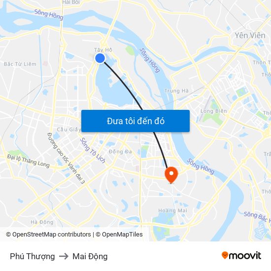 Phú Thượng to Mai Động map