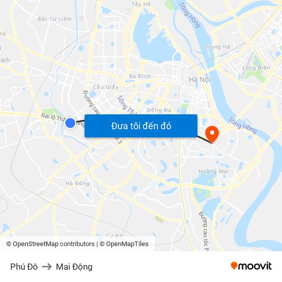 Phú Đô to Mai Động map
