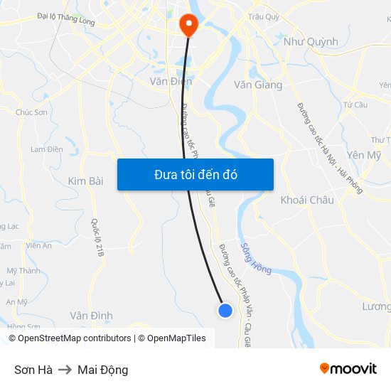 Sơn Hà to Mai Động map