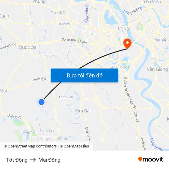 Tốt Động to Mai Động map