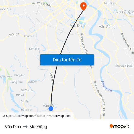 Vân Đình to Mai Động map