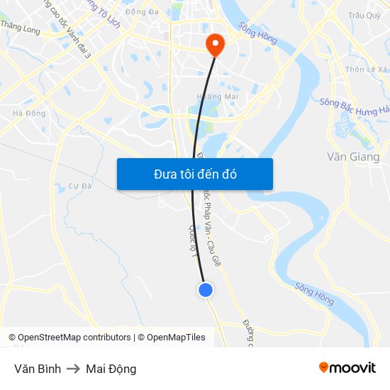 Văn Bình to Mai Động map