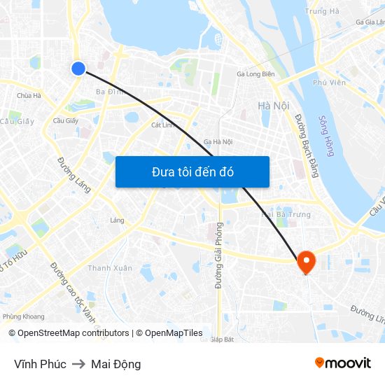 Vĩnh Phúc to Mai Động map