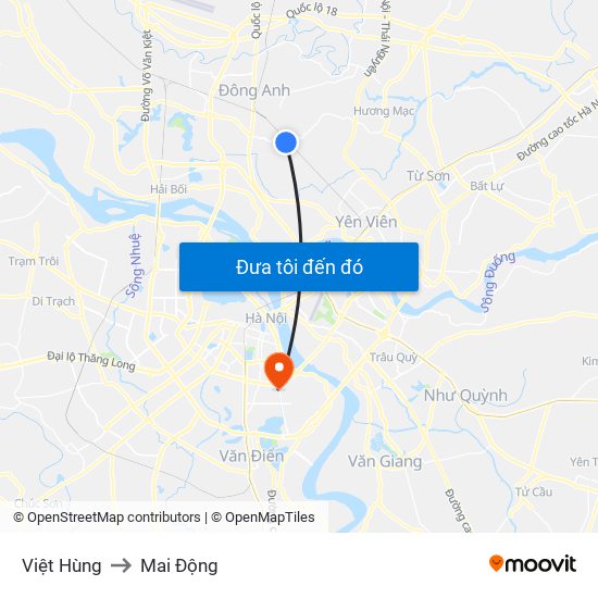 Việt Hùng to Mai Động map