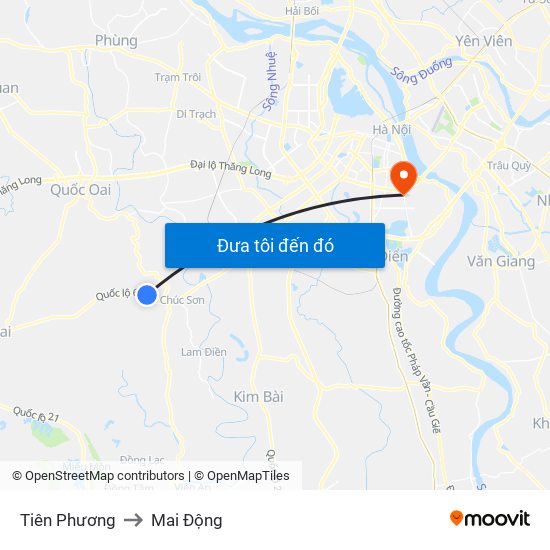 Tiên Phương to Mai Động map