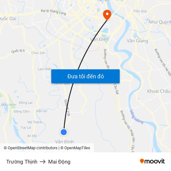 Trường Thịnh to Mai Động map