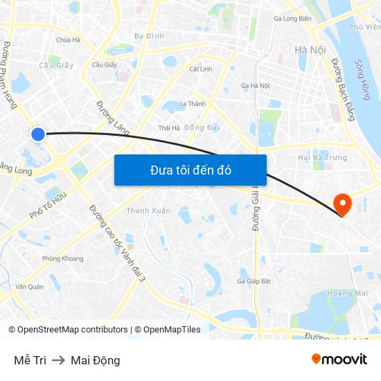 Mễ Trì to Mai Động map