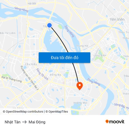 Nhật Tân to Mai Động map