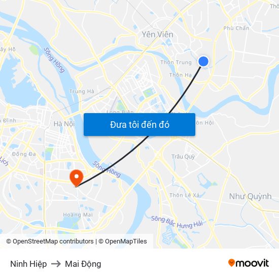 Ninh Hiệp to Mai Động map